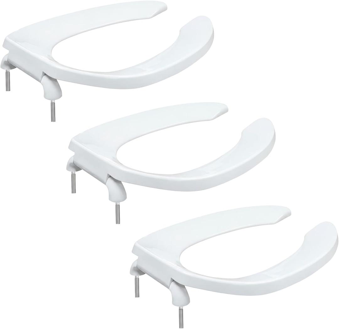 Heavy Duty Commercial Open Front Toilet Seat, Elongated 18.5-Inch, 3PACK