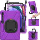 BRAECN Case for Samsung Galaxy Tab S10+/S9 FE+/S9+/S8+/S7 FE/S7+ 12.4 SM-X820/X610/X810/X800/T730/T970, Silicone Cover w/Screen Protector/Handle Grip/Kickstand/Shoulder Strap/S Pen Holder, Purple