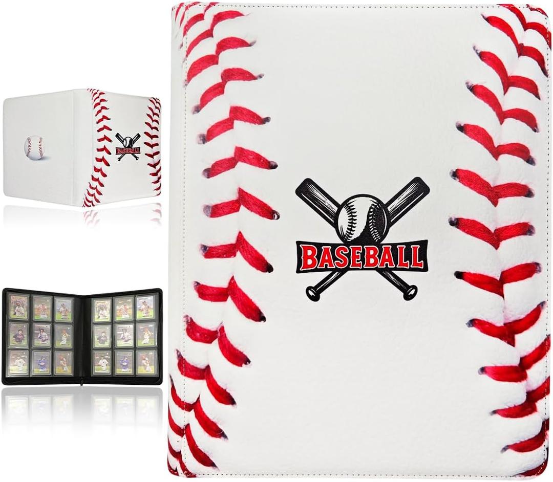 Baseball Card Binder - 9 Pocket Sports Card Binder Holds Gifts, Side Loading Baseball Cards Holders Organizer, Trading Cards Binders with Transparent Sleeves for 3"x4" Toploaders