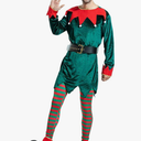 ReneeCho Adult’s Elf Costume Christmas Men Workshop Elf Suit Women Green Outfit Medium
