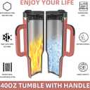 MURRICON 40 oz Tumbler with Handle and Straw,Reusable Vacuum Quencher Tumbler with Lid,Stainless Steel Insulated Travel Mug,for Coffee and Beverages(Rubigenous)