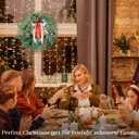 Christmas Wreaths for Front Door Outdoor, 24 Inch Artificial Xmas Winter Wreath, Christmas Wreath for Indoor Window, Wall, Porch, Mantel Decor, Decorated with Pine Cones, Bells & Red Bows Decorations (Red and Beige)