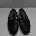 Men's Patent Leather Slip-On Dress Mules Slippers Fashion Printing Comfort Round Toe Low Heel Open Backless Casual Clogs Loafers with Metal Buckle Decoration, Size 43