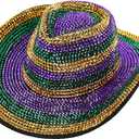 Mardi Gras Baseball Cap Shiny Purple,Green and Gold Rhinestone Baseball Cap for Men,Women Adjustable Baseball Hat