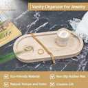 Bathroom Vanity Tray, Natural Marble Oval Sink Tray 10 Inch, Beige Travertine Vanity Tray for Soap Dispenser Modern Countertop Organizer for Kitchen Countertops, Home Decor (9.8" x 4.5" x 0.8")