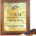 11x14 Vintage Picture Frame, Gold Finish with Real Glass Front, 11 x 14 Photo Frames Elegant Design for Wall, Perfect for Home, Art, or Wedding Photos, Gift