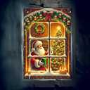 Christmas Window Cover Winter Scene Santa Gift Display 31x47 inch Home Holiday Window Decoration with Snowy Frame Lighted Xmas Tree Festive Indoor Decor Banner Poster