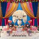 7x5ft India Style Backdrop Photography Curtain Flower Garland Photography Background India Hindu Wedding Traditional Banner Diwali Pooja Decorations for Bride Couple Portrait Props