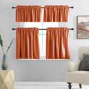 DONREN Short Curtains Burnt Orange Half Window Curtains Privacy Curtain Tiers for Windows, Energy Saving Drapes for Bathroom Shades, Wide 34 x Long 38 inches per Panel,Set of 2
