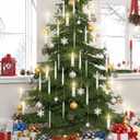 Baquler 12 Pcs Christmas Tree Candles with Remote, Flameless LED Taper Candles Battery Operated Lights with Ball Icicles Snowflake Hooks Xmas Hanging Decor for Winter New Year Party (Clear)