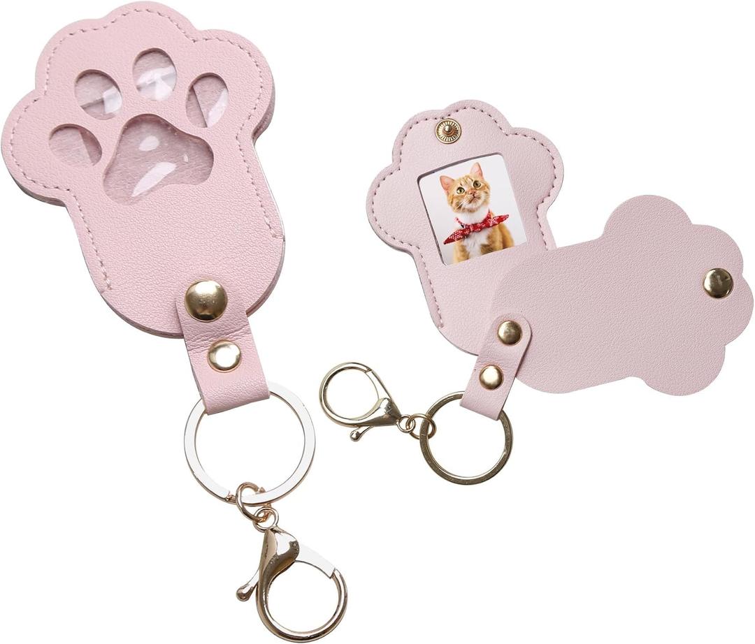 2 x Pet Memorial Keychain Dog Paw Keepsake Photo Holder