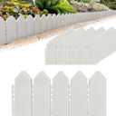ARRYNTHEON Landscape Edging Kit 6.7 in Tall Decorative Double-Sided Wood-Look Fence Garden Border, Flower Bed Edging with 30 Anchoring Spikes, 13.9 Foot Kit (White)