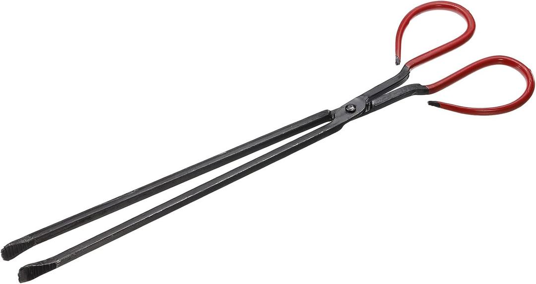 uxcell Scissors Tong, 42cm Carbon Steel Fireplace Firewood Picker Barbecue Charcoal Pick Up Tool (Black) (16.54 inches)