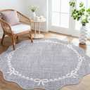 GarveeHome Scalloped Bow Rug for Living Room, 6ft Round Rugs Washable Solid Grey Rug for Dorm Soft Low Pile Non Slip Scalloped Rugs for Nursery Bedroom Decor Hallway Kids Room Playroom