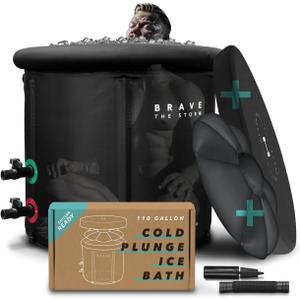 Cold Plunge Tub for Ice Baths at Home - 110 Gal Outdoor & Indoor Cold Water Plunge Tub with Lid - Water Chiller Compatible - XL Recovery Cold Plunge for Athletes - Portable Ice Bath & Accessories