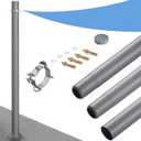 Shade Sail Poles, 10 FT Outdoor Sun Shade Poles, 3" Diameter Steel Heavy Duty Shade Sail Post for Patio Deck Playground Backyard, One Pole (Dark Grey)