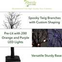 Nearly Natural 6ft Pre-Lit Black Twig Halloween Tree with 300 LED Lights
