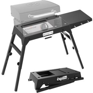 Foldable Griddle Stand for Blackstone 17 & 22 Inch - Heavy-Duty Outdoor Grill Table with Adjustable Legs, Side Shelf, Utensil Hooks - Portable BBQ Stand for Camping, Tailgating, Backyard