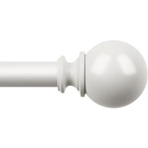 KAMANINA Curtain Rod 32 to 58 Inches (2.6-4.8ft), White Curtain Rods for Windows, 7/8 Inch Adjustable Modern Drapery Rod with Round Finials