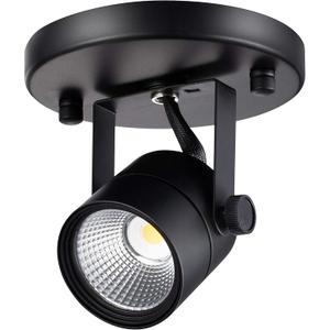 CLOUDY BAY LED Flush Mount Ceiling Spot Light,CRI90+ 8W 600lm 3000K Warm White Dimmable,Adjustable Tilt Angle Ceiling Light Fixture,Black