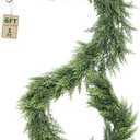 72''/6ft Real Touch Cedar Garland, 6 ft Realistic Xmas Faux Cypress Garlands for Mantle Indoor Stairs Railing Fireplace Decor, 6ft Cedar Juniper Garland for Christmas Door Decorations