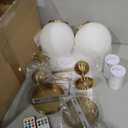 Retro Style Battery Operated Wall Sconces Set Of 2,Glass Lampshade Wall Lamp With Remote Control,Rechargeable LED Wall Light Fixtures Non Hardwire Design. (With Bulbs+remote Control+charging Cable)(Go