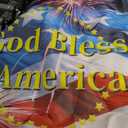 4th of July Banner Patriotic Eagle Backdrop God Bless America 71 x 43 Inches American Flag Fireworks Decorations for Outdoor Yard Party Memorial Day Independence Day Decor