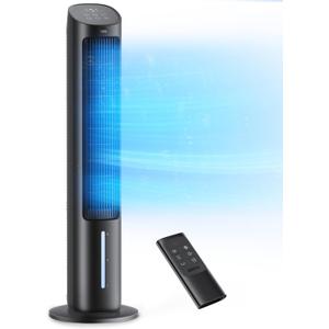 DREO Portable Air Conditioners Fan, 40 Standing Fans that Blow Cold Air, Portable AC80 Oscillating Evaporative Air CoolerRemovable Water Tank, Ice Packs, Remote Control, 4 Speeds, 7H Timer, Black