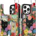 for iPhone 15 Pro Wallet Case with Card Holder, Cute Funny Designer Floral Cat Pattern Kickstand Magnetic Clasp Back Flip Folio Leather Cases for iPhone 15 Pro Phone for Girls Women,6.1 Inch