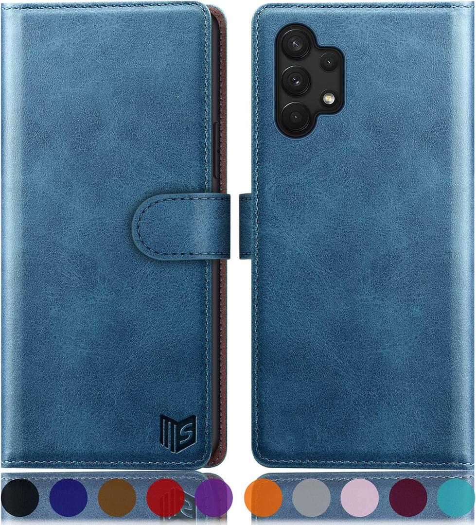 SUANPOT for Samsung Galaxy A13 5G/4G/A04/A04S 4G Wallet case with RFID Blocking Credit Card Holder,Flip Book PU Leather Protective Cover Women Men for Samsung A04S Phone case Sky Blue