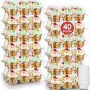(6 Count x 40 Sets) Stackable Cupcake Containers with 240 Pack Liners, Plastic Cupcakes Boxes Holders for 6 cakes, High Tall Dome Lid Cupcakes Carrier, Clear Cupcake Trays/Containers/Holders