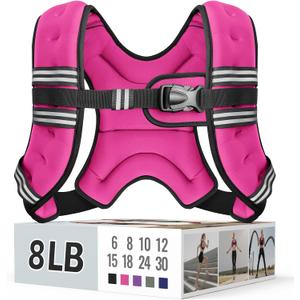 Zeerun Weighted Vest for Women & Men with Reflective Stripe and Adjustable Buckle, Comfortable & Durable Rucking Vest for Walking, Running & Strength Training, 8LB