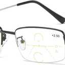Progressive Multifocus Computer Reading Glasses Blue Light Blocking Readers, 2.5x, Black