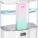 Geek-Level Aeocky Humidifier for Baby, Quiet Ultrasonic Humidifiers for Bedroom, Nursery with Ambient Light, 4L Top-Fill Cool Mist Diffuser with Timer, Sleep, Auto, Constant Humidity Mode (White)