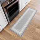 Ottomanson Kitchen Runner Rug 20" x 53" Non Slip Rubber Backed Kitchen Rug Runner for Sink Area, Laundry Room, Entryway, Low Pile Indoor Floor Runner, Border Light Gray, 1'8" x 4'11"