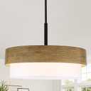 23.6" Large Wood Texture Drum Chandelier for Dining Room with White Fabric
Rustic 6-Light Pendant Lighting Farmhouse Chandeliers for Kitchen Island Bedroom Living Room Office