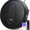 MONSGA Robot Vacuum Cleaner, 4000Pa Powerful Suction Robotic Vacuum, 3.2" Super-Slim, 140Min Runtime, Vacuum Robot for Hard Floor/Low Pile Carpet/Pet Hair, Remote/App/Voice Control, Schedule Clean (Black)