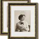 Vintage 16x20 Picture Frame, Ornate Antique Gold 16x20 Frame, Display 11x14 with Mat or 16 x 20 without Mat for landscape or Portrait, Gallery Wall Decor for Home (Black/Gold, 2 Pack)