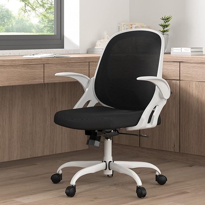 Home Office Chair Work Desk Chair Comfort Ergonomic Swivel Computer Chair, Breathable Mesh Desk Chair, Lumbar Support Task Chair with Wheels and Flip-up Arms and Adjustable Height
