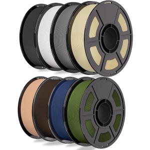iSANMATE 250g Matte PLA Filament Bundle 1.75mm, 8 Colors 3D Printer Filaments Dimensional Accuracy +/- 0.02mm, 8 Pack 250g Spool, Black/White/Grey/Beige/Skin/Chocolate/Navy Blue/Army Green