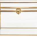 HighFree Glass Card Box, Large Clear Card Box for Wedding Receptions, Decorative Storage Box for Baby Shower, Birthday Party, Bridal Shower (Without Slot, Gold)