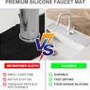 Silicone Faucet Mat for Kitchen Sink Gen 2 Splash Guard with Upgraded Outlet & Slope 18 x 5.1 Water Catcher & Sink Sponge Holder for Kitchen and Bathroom (Gray)
