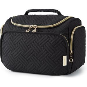 BAGSMART Travel Toiletry Bag for Women, Cosmetic Bag Makeup Bag Organizer with Handle, Travel Bag for Toiletries, Travel Accessories, Full Sized Container