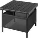 LZRS Adirondack Square Outdoor Side Table with Umbrella Hole, Pool Composite Patio Table,HDPE End Tables for Backyard,Pool, Indoor Companion, Easy Maintenance & Weather Resistant(Black)
