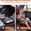 Car Seat Snack Tray for Toddlers, Square Mess-Free Car Seat Tray with Cup Holder & Dip Compartment, Travel Tray for Kids Snacks, Drinks, Fits Most Car Safety Seats (1, Black)