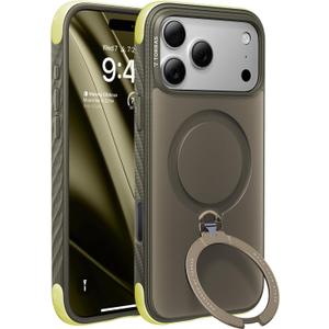 TORRAS Q3 Rugged for iPhone 17 Pro Max Case with 360 Magnetic Stand, [Tough 7X Mil-Grade Protection] Fit for MagSafe, [Anti-Slip Grippy Sides] Camera Control Button,Microfiber Lining, Moss Green