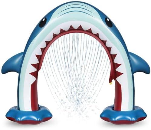 Anpro Giant Shark Sprinkler Kids Inflatable Water Toy Outdoor Play Sprinkler, Summer Outside Gifts for Toddlers