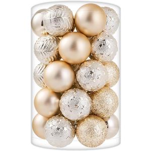 Sibosen Christmas Ball Ornaments, 34 Count Pre-Strung Xmas Balls, Shatterproof Barrel Packed Balls for Holiday Party Wreath Tabletop Tree Decorations, 3.15 Inch, Ivory