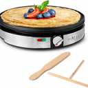 Gourmia 12 Crepe Maker Nonstick Electric Griddle for Pancakes, Omelets & More, Precise Temp Control with Indicator Lights, Includes Spatula & Batter Spreader, Quick Cleanup, Stainless Steel Trim