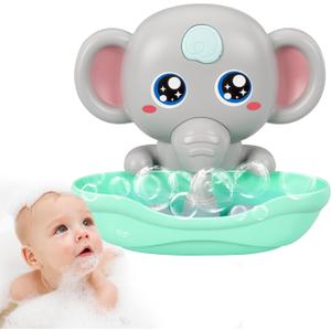 Bath Toys, Elephant Bath Bubble Maker with Music, Magnetic Charging Bubble Machine, Bath Toys for Toddlers 1-3, Toddler Bathtub Toys, Birthday for 1 2 3 4 5 Years Old Boys Girls (Grey)
